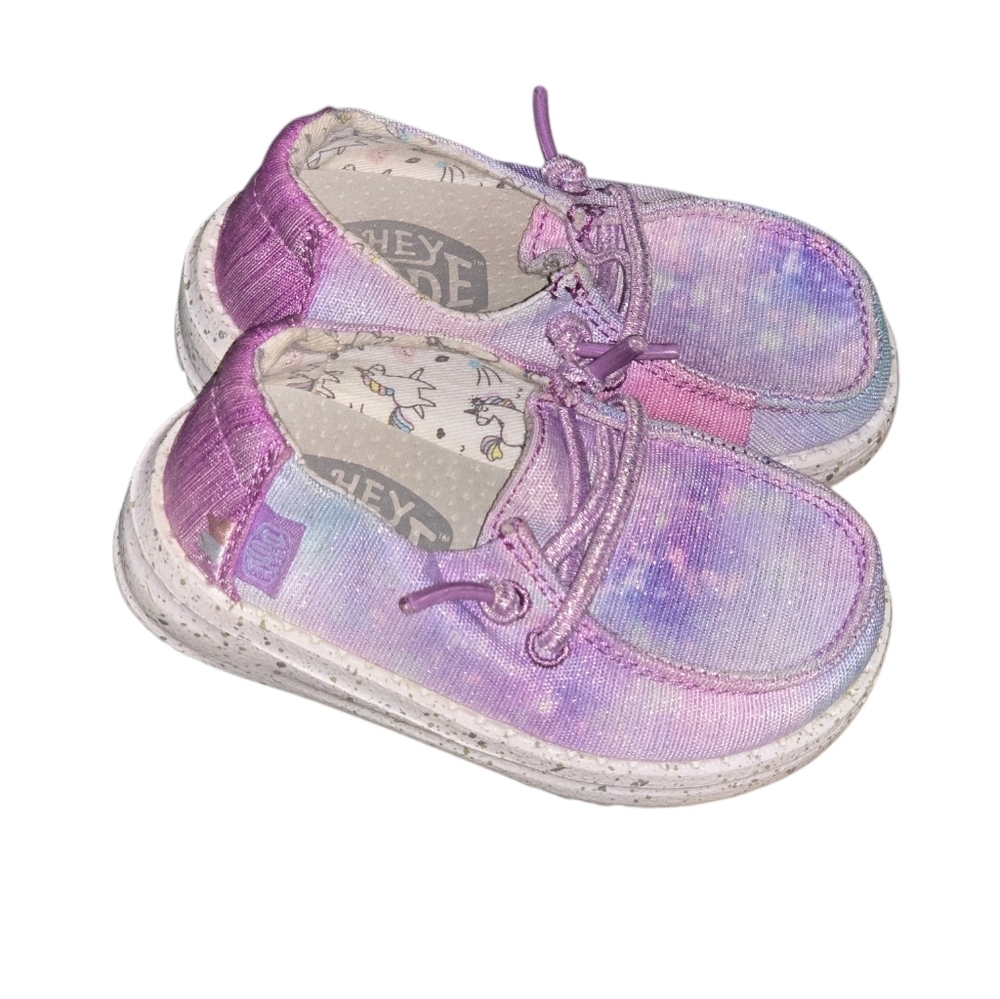 Hey Dude Toddler Unicorn Dreamer Purple Pink Tie-Dye SlipOn Sneaker Shoe Size K5